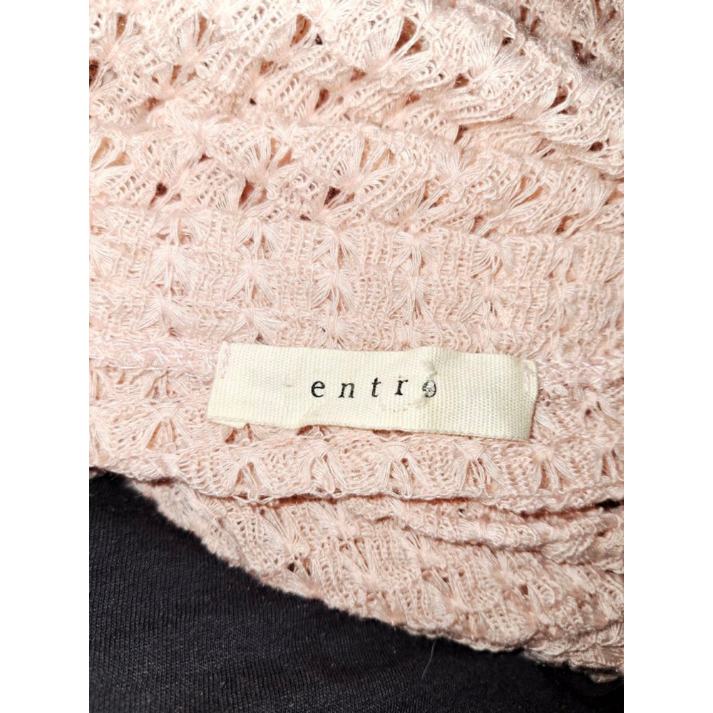 Entro Pink V-Neck Sweater with White Lace Trim, Size M tunic super soft - Picture 4 of 5